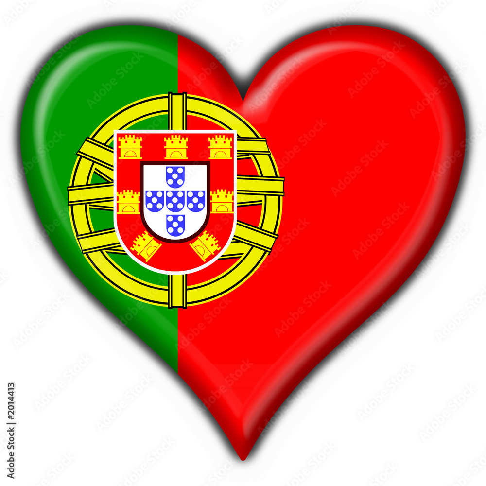 Obraz premium bottone cuore portoghese - portugal heart flag
