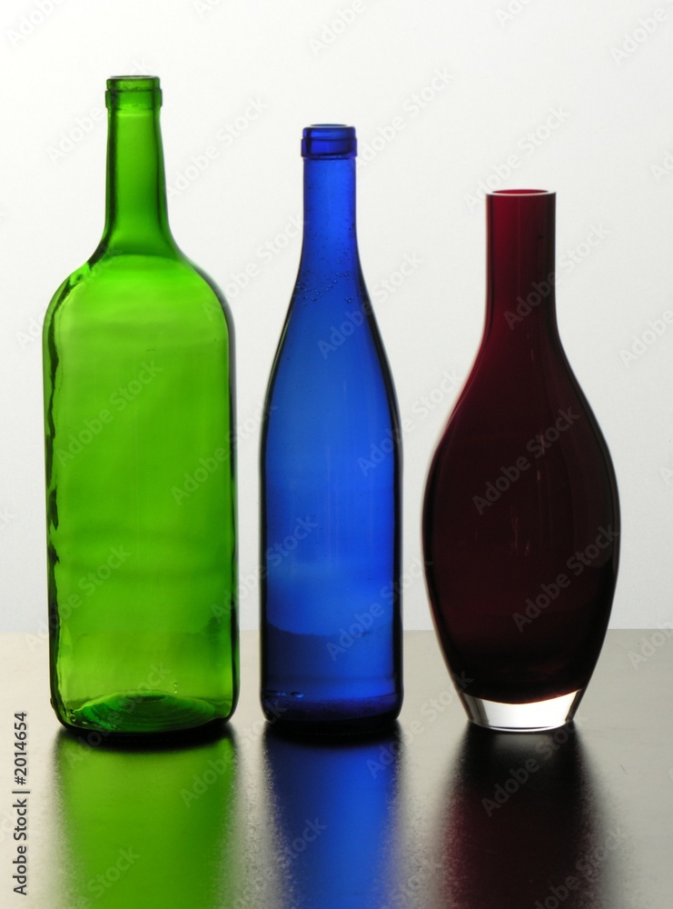 glass bottles and phial