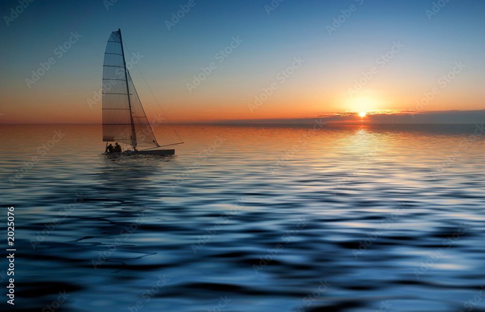 Leinwandbild Motiv - Eric Gevaert : sailing and sunset
