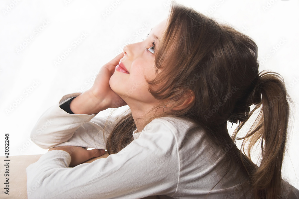 portrait of the girl of preschool age, studio photographing on a portrait of the girl of preschool age, studio photographing on a