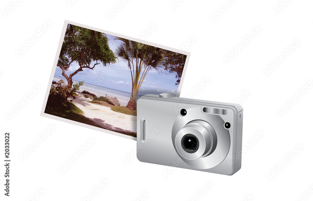 digital camera with picture - obrazy, fototapety, plakaty 