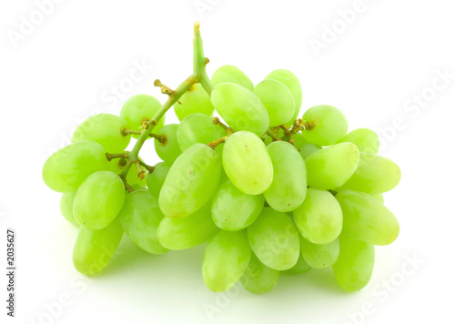bunch of green grapes on white