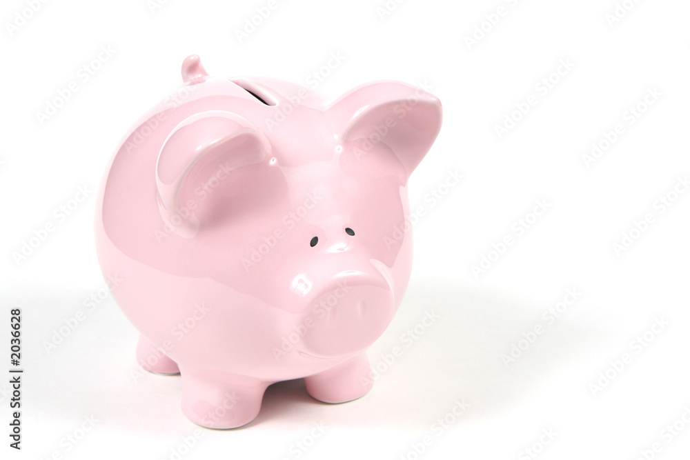 pink piggy bank on white background 2