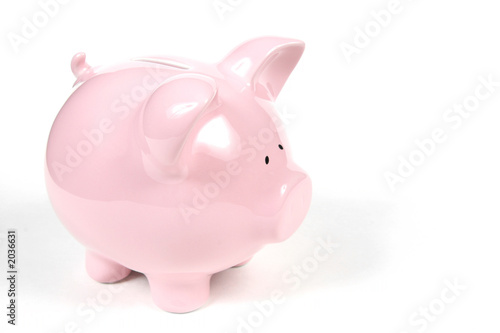 pink piggy bank on white background