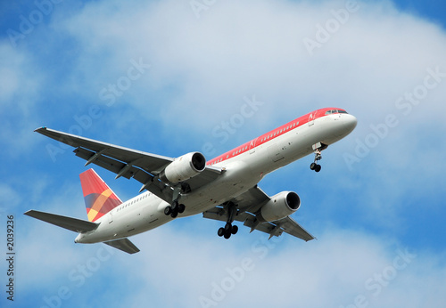 modern passenger jet flying overhead