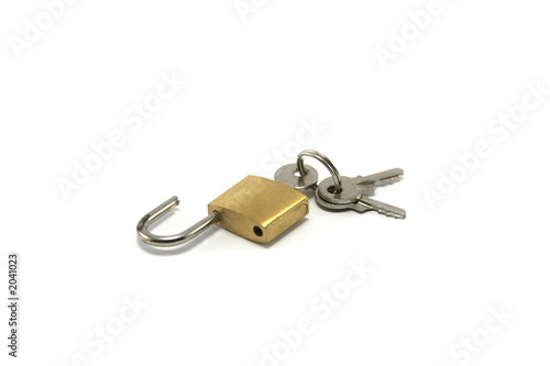 open padlock with keys