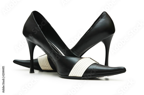 pair of woman black shoes isolated on white - more
