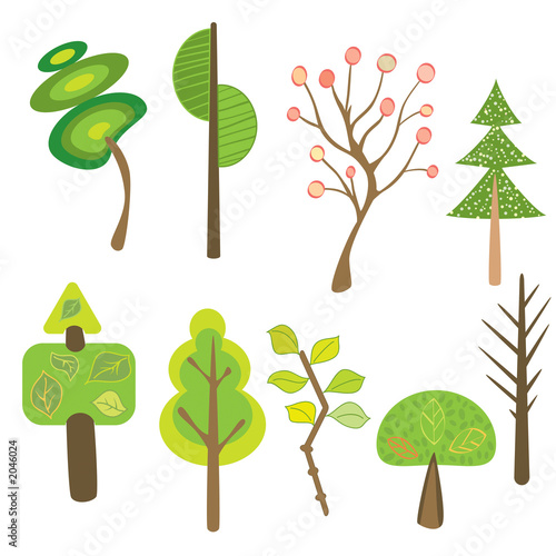 cartoon style trees