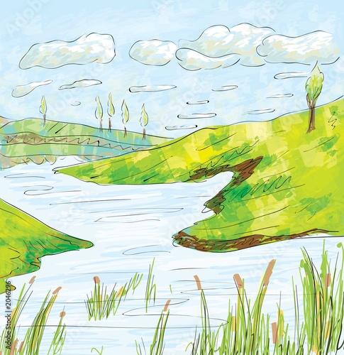 english landscape illustration