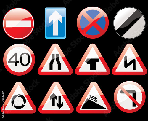 shiny road sign icons