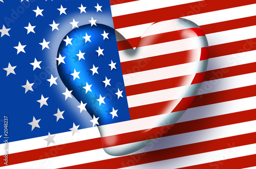 american flag with heart