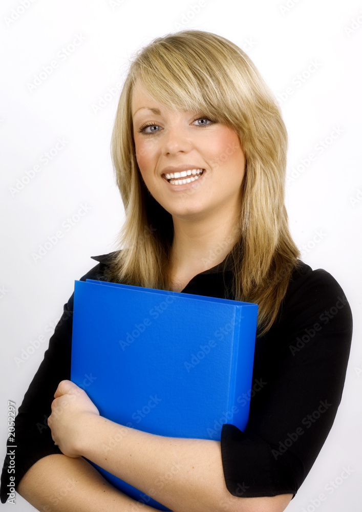 smiling girl with folder smiling girl with folder
