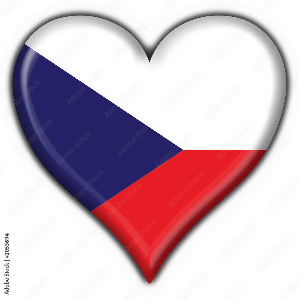 bottone cuore ceco - czech heart flag
