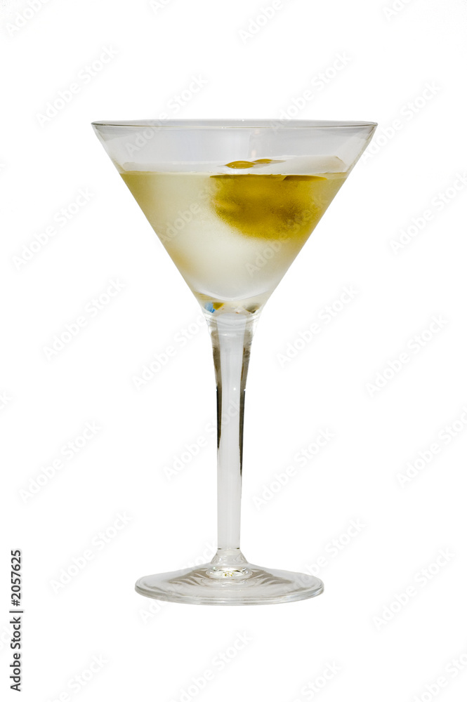 glass with martini and olives
