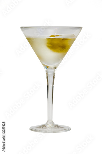 glass with martini and olives
