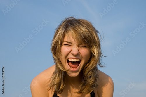 pretty girl shouting loud