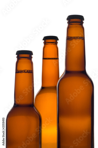 three beer bottles (clipping path included)