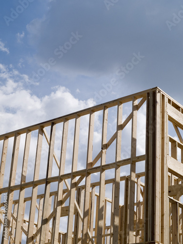 stock photo of wood frame housing construction