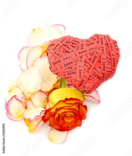 valentine's day card - red heart end roses - ilove you! photo