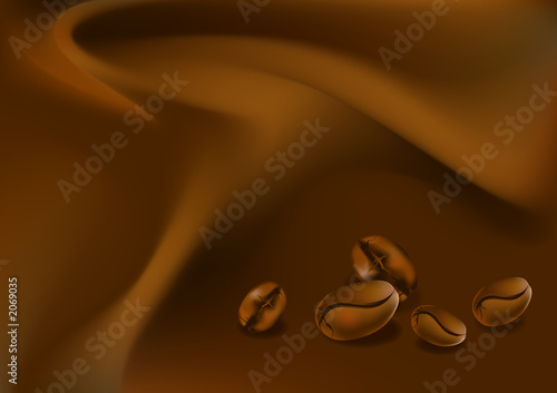 coffee beans on chocolate silk tissue background