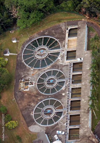 aerial view of a water treatment plant