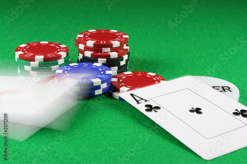 Obraz na plátně poker - beat that - a pair of aces thrown on the baize