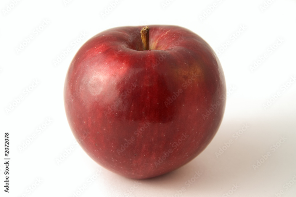red apple on the white background.