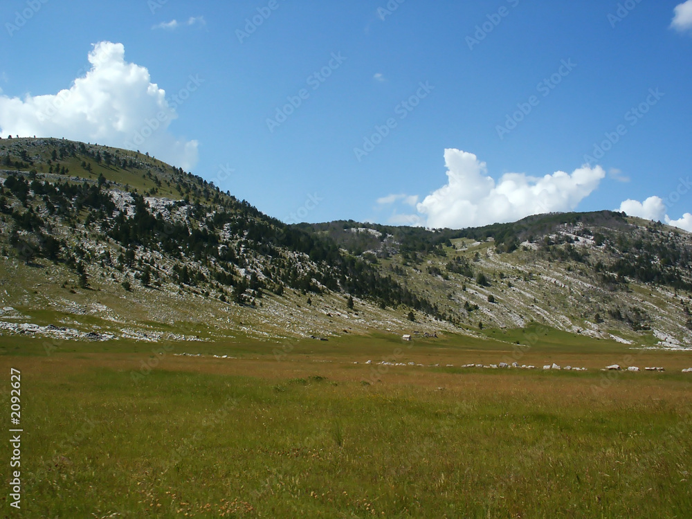 mountain landscape in croatia over clouds backgrou