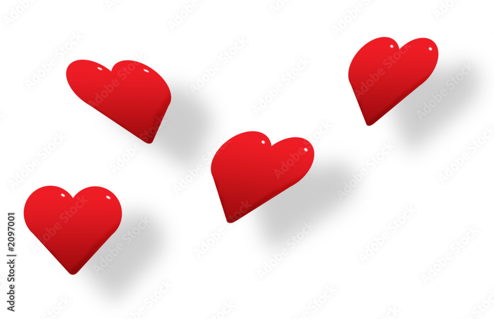 red 3d hearts