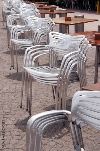 stacked silver chairs