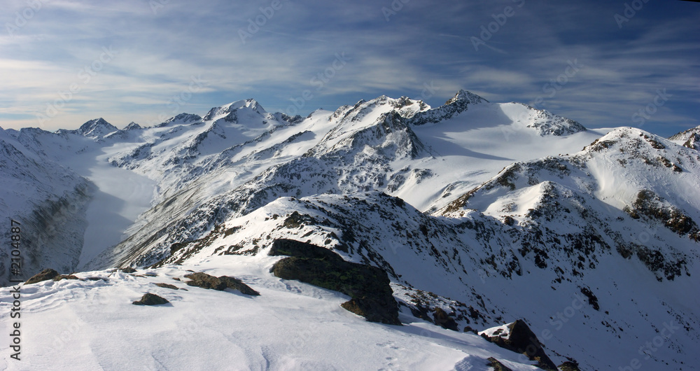 winter alpine panorama.