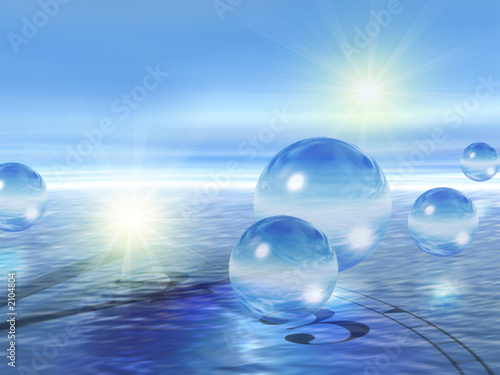 glass spheres & water