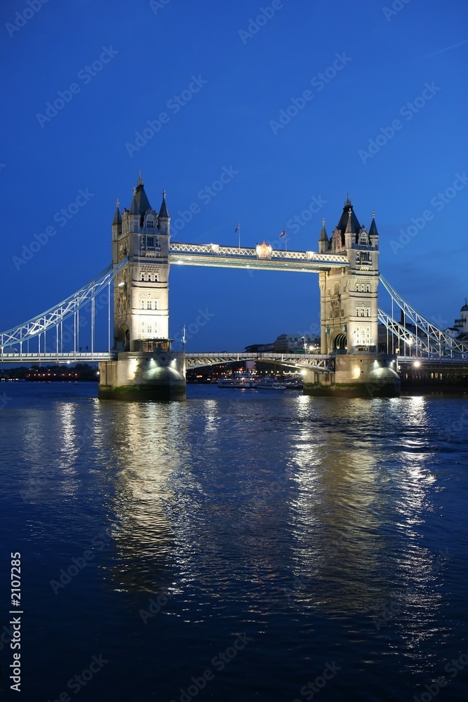 tower bridge and reflection at twilight
