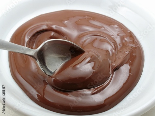 spoon in a pool of chocolate