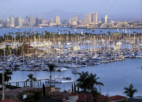 san diego skyline and marina