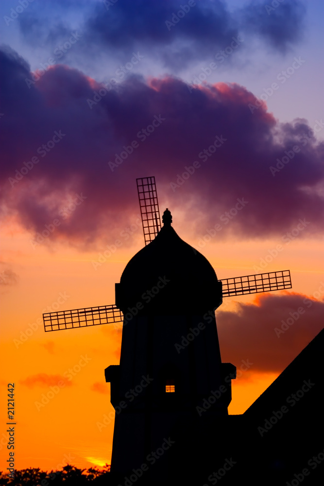 windmill silhouette at sunset