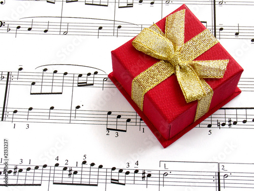 gift box on music sheet