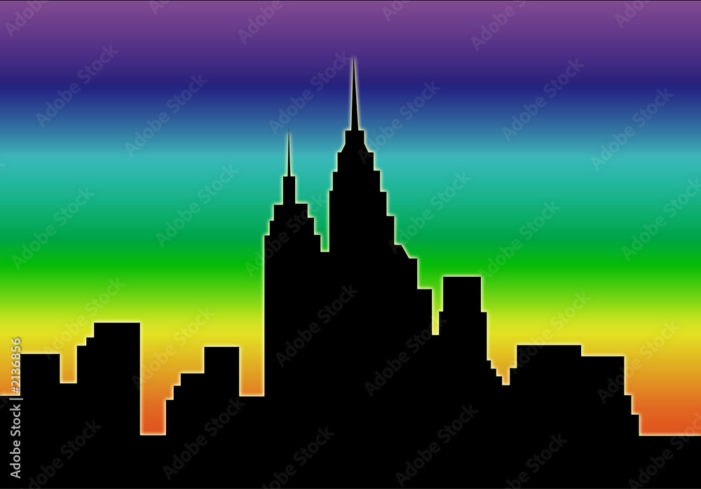 cityscape rainbow