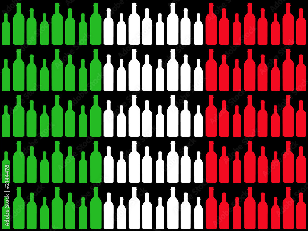 wine bottles and italian flag