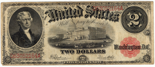 vintage two dollar bill 1917 photo