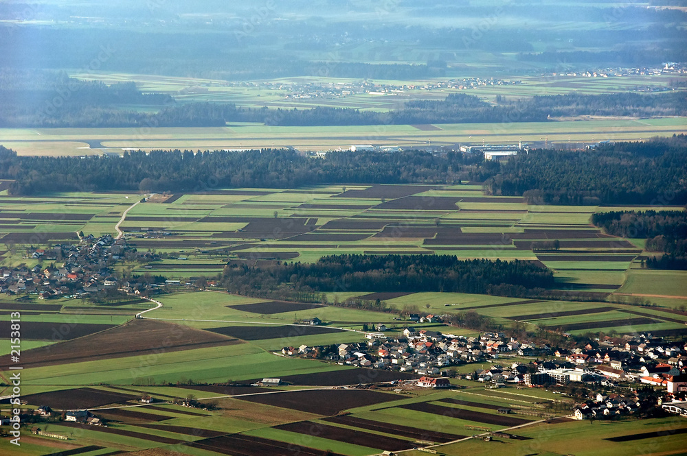 aerial view of farm landscape