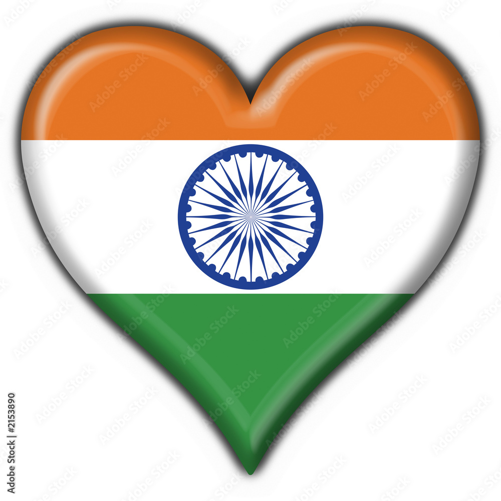 Fototapeta premium bottone cuore indiano - india button heart flag