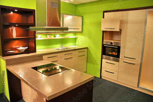 attractive green kitchen