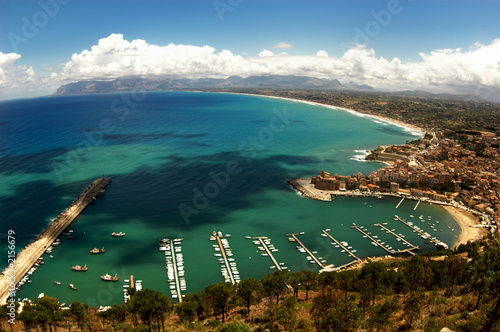 fisheyes view scenery of coastal panoramic of Castellamare in Sicily  , Italy photo
