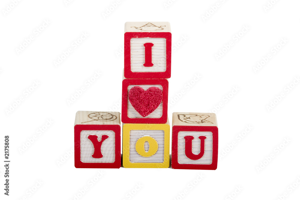 i luv you on white with path