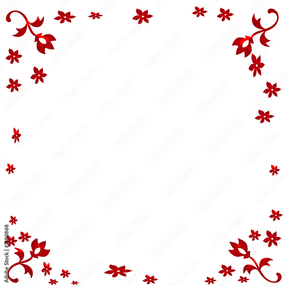 red floral on white background