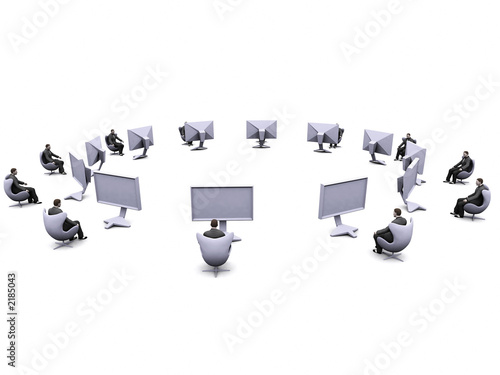 businessman and lcd screens