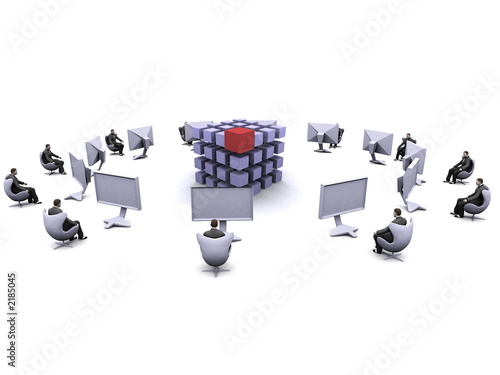 businessman and lcd screens