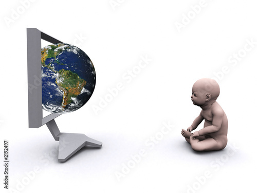 baby looking at a  display