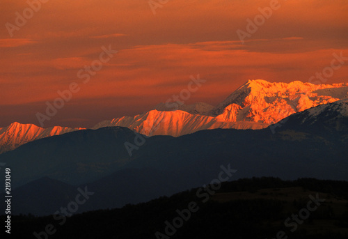 sunset in mountains